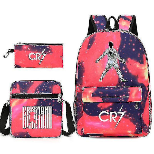 Jalkapallotähti C Ronaldo Cr7 -reppu, jossa on painatus opiskelijan kolmiosaisen repun ympärillä. Xingkongfen 1 Xingkongfen 1 Shoulder bag shoulder bag
