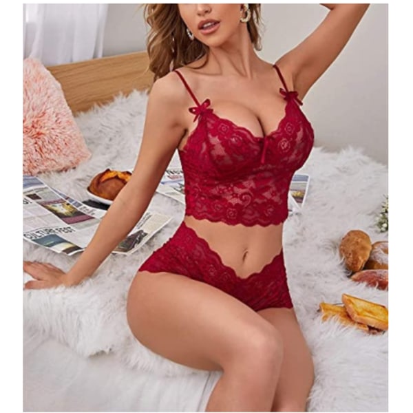 Kvinners Sexy Undertøy Set, Blonderem BH og Thong, XL