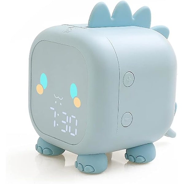 Barnklocka Söt Dinosaurie Digital Väckarklocka med USB-Laddning, Automatisk Tid, Datum, Temperaturvisning, Sänglampa med Snooze