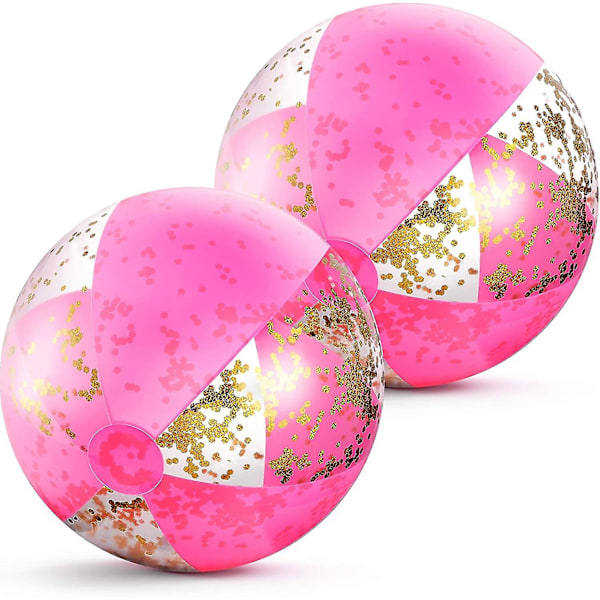 2 x Inflatable Beach Balls - Glitter Beach Ball 16 Inch, Confetti Clear Beach Ball