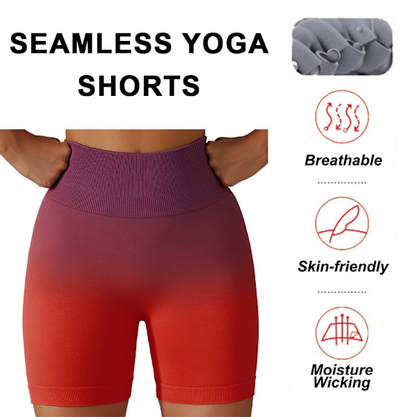 Korte, sømløse tights til kvinder med høj talje og gradueret farveændring til løb, fitness og yoga