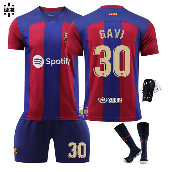 23-24 Ny Barcelona fotbollströja nr 9 Lewandowski 7 Dembele 8 Pedri 30 Gavi nr 10 Messi tröjset Size 8 with socks and gear 24 yards