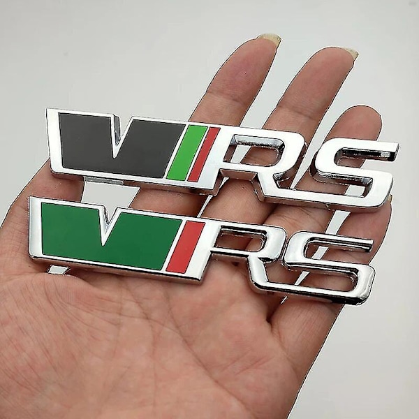 3D Metalliembleemi RS-logolla Skoda Fabia, Superb, Kodiaq, Octavia 2, 3, Mk1, Mk2, Mk3, A5, A7, VRS-tarra