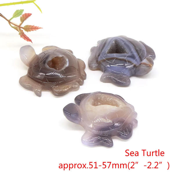 Svan Örn Huvud Fisk Uggla Pingvin Staty Naturlig Sten Grå Agat Geode Healing Kristall Snidning Djur Figurer Hantverk Heminredning Havssköldpadda Sea Turtle 3 pcs