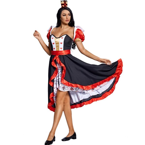 Barn & Voksen Hjerter Dame Alice i Eventyrland Kostume Poker Dronning Rollespil Halloween Maskerade Kostume Sexy Kjole med Diadem XL-WELLNGS XL