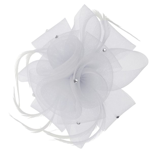 1/2 Bröllop Brud Dam Prom Ros Fjäder Fascinator Hårklämma Vit White 1 Set