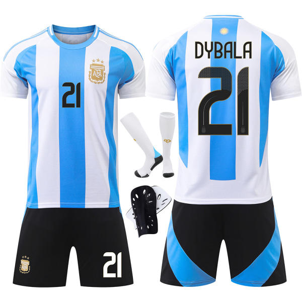 2024 Argentina fotbollströja nr 10 Messi Messi 11 Di Maria Copa América tröja barn svart byxdräkt No. 22 socks + protective gear 24 yards