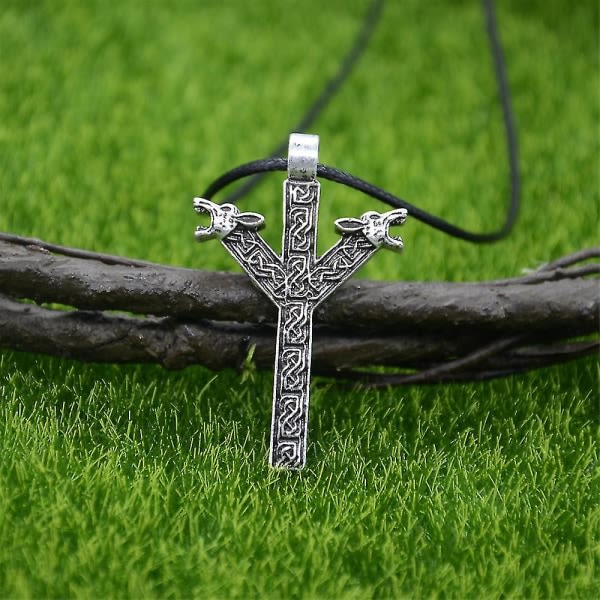 Viking Wolf Amulet Rune Fehu Norse Talisman Irish Knots Smycken