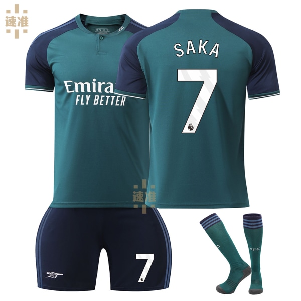 23-24 Arsenal andra borta fotbollsdräkten set 7 Saka 8 Odegaard 9 Jesus 11 Martinelli tröja Size 7 socks XXXL