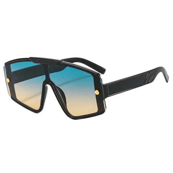 Mote sommer overdimensjonerte fargerike firkantede trendy solbriller i resirkulert plast for kvinner store innfatninger solbriller endelte solbriller C02 Fashion Sunglasses