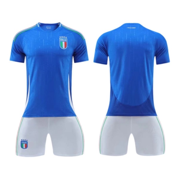 Europeiska cupen - Italiens hemmatröja nr 14 Chiesa nr 18 Barella barn vuxen set fotboll No socks size 8 22