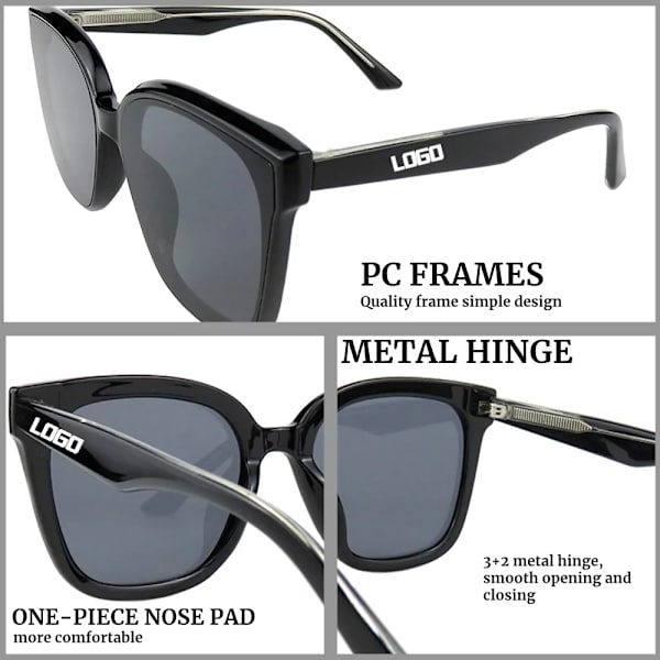 2024 Milan Optical Fair Factory Tilpasset Firkantet PC Stel Luksus Designer Solbriller Retro Dame Spejl Mærke Solbriller C2 PC Frame
