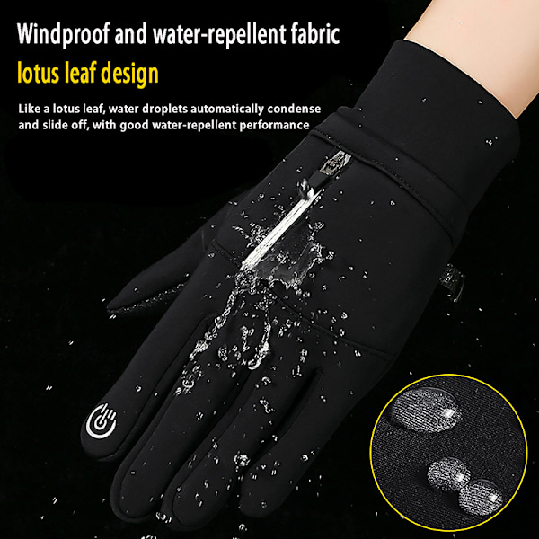 Touch Vinter Termiske Varme Hele Finger Handsker Sort Black L