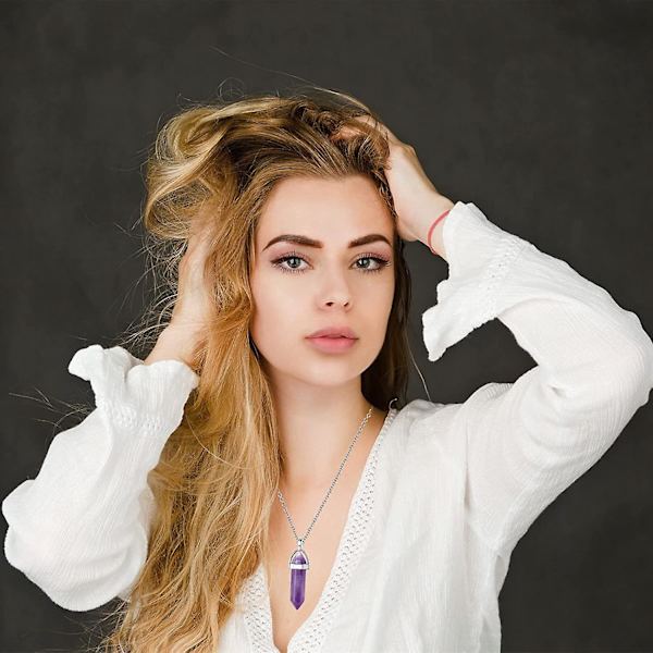 10 stk krystallhalskjede helbredende ametystkrystaller karneol chakra halskjede ondt øye halskjede vintage hippie wiccan boho rose quartz måne sol smykker B