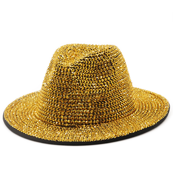 Fashion Sequin Fedora Hat Gul yellow M