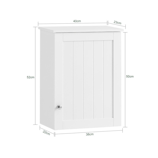 SoBuy vægskab, overskab, med 1 dør, badeværelsesmøbler BZR19- White Wall cabinet with 1 door
