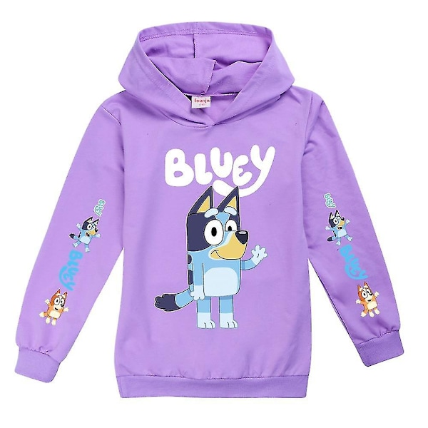 Bingo Bluey Tegneserie Trykte Hettegensere Barn Gutter Jenter Casual Hettegenser Genser Hettegenser Topper Lilla Purple 7-8 Years