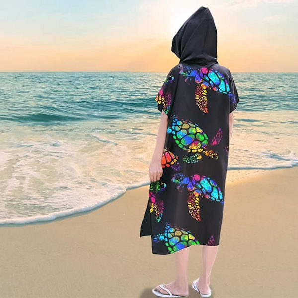 Strandponcho - Surfhandduk - Överdrag för kvinnor Surfponcho Omklädningshuva Handduksrock för vuxna för simning och bad
