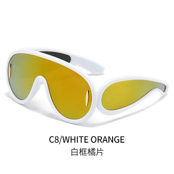 2024 INS Nye Motemerke Y2k Solbriller For Kvinner Vintage En-delt Nitt Solbriller Overdimensjonerte Speil Solbriller Menn Hip Hop Punk Shades C8 QB99100