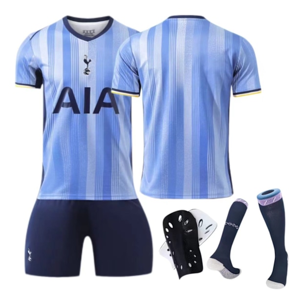 24-25 Tottenham Hotspur Away Kit No. 7 Son Heung-min 17 Romero Børne- og voksenfodboldtrøje - No. 7 med sokker + beskyttelsesudstyr 16(90-100cm)