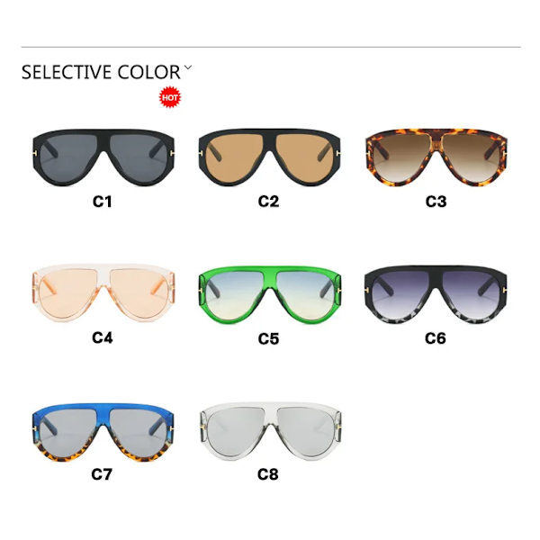 ADE WU KDD9577 Flade Top Pilot Solbriller Fashion Gradient Store Ramme Tudse Solbriller Brede Ben Overdimensionerede Solbriller Til Kvinder C8 pilot