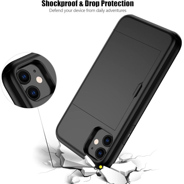 iPhone 11 - Cover med kortspor Solid® Ekstra forstærket Sort Apple iPhone 11