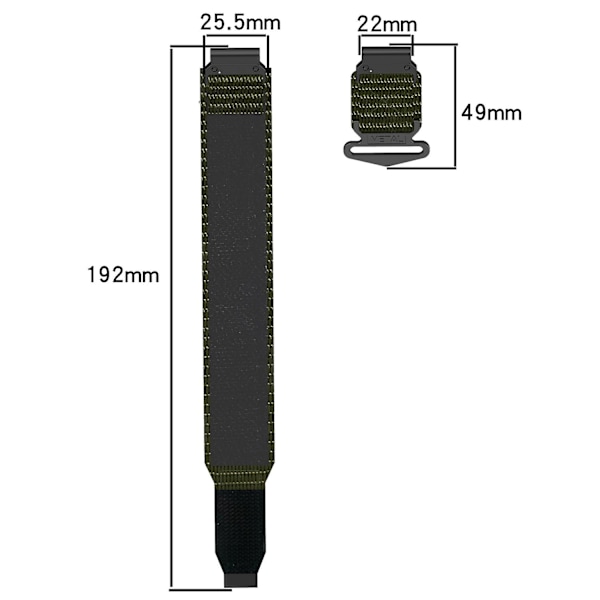 Nylonarmband med självhäftande remsa för Garmin Fenix 7X/7X Pro/Instinct 2X/Quickfit 26mm - Svart Black Garmin Fenix 7X