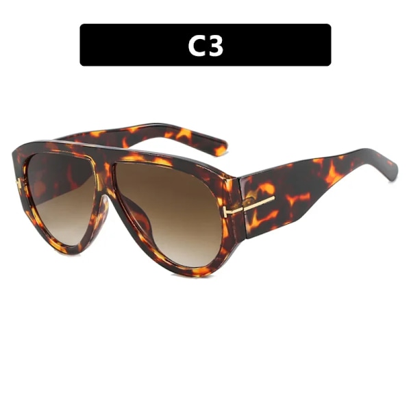 ADE WU KDD9577 Flad Top Pilot Solbriller Fashion Gradient Store Ramme Tudse Solbriller Bred Ben Overdimensioneret Solbriller Til Kvinder C3 pilot