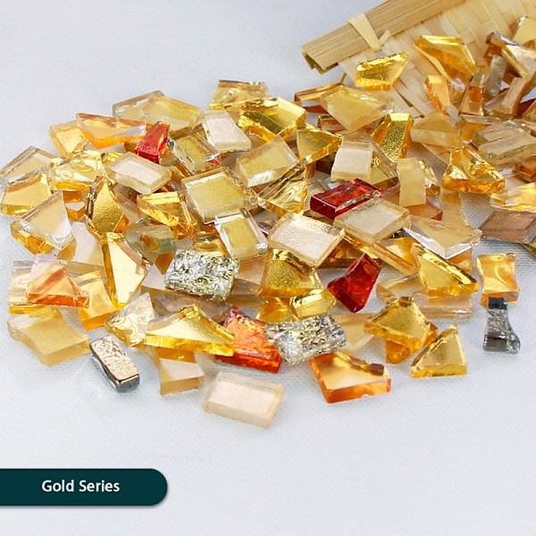 DIY Mosaik Fragment Uregelmæssig Formet Håndlavet Sten Jade - Perfekt Gold Series