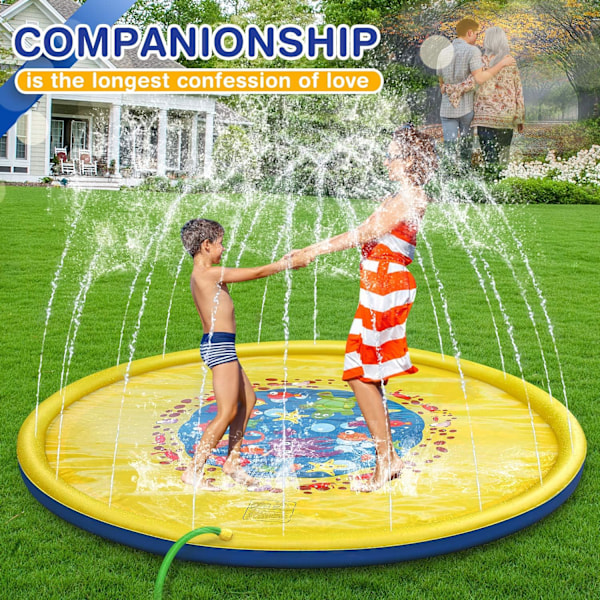 170 cm børns splash pad - holdbar PVC pool vand splash pad splash guard lege måtte - must have sommerlegetøj til børn