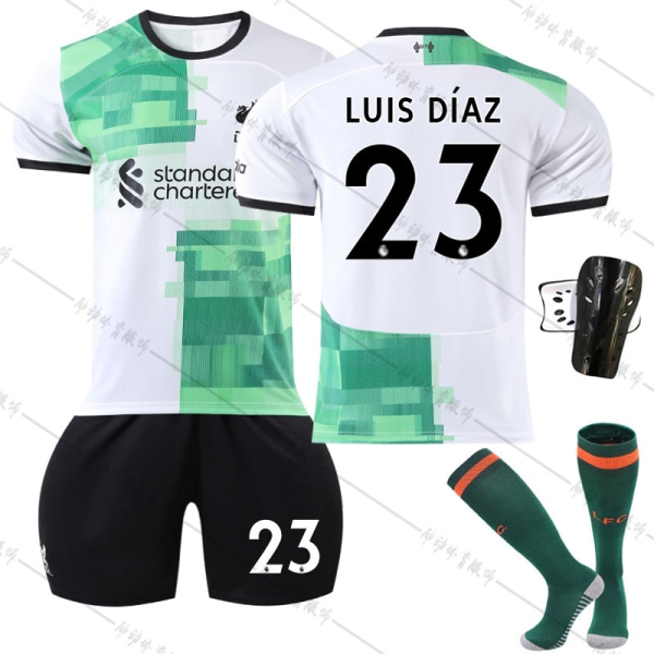 2023-24 Liverpool borta ny green nr 11 Salah 27 Nunez 66 Arnold fotbollströja No. 23 with socks + protective gear #2XL