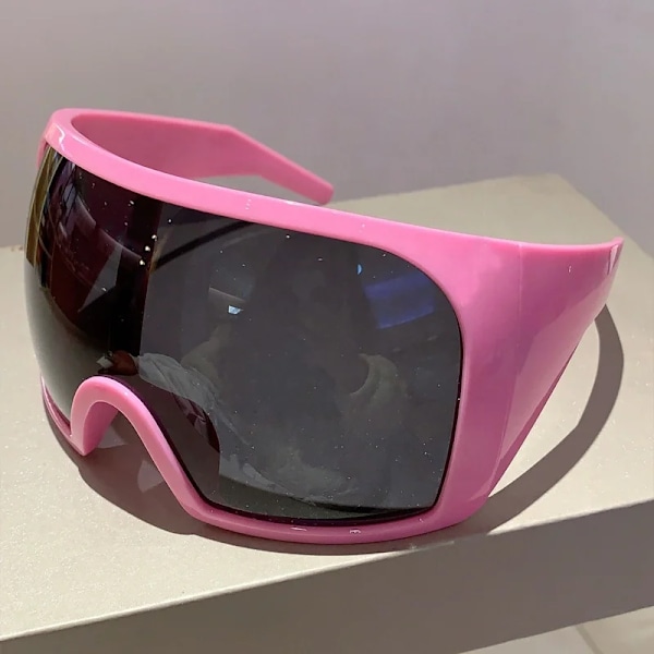 XY9701 Y2K Futuristic Aurinkolasit 2024 Naiset Miehet Ylisuuret Kaarevat Linssit Sävyt Kehys Muoti Brändi Logo Mukautetut Lasit Tukkumyynti C10 As shown
