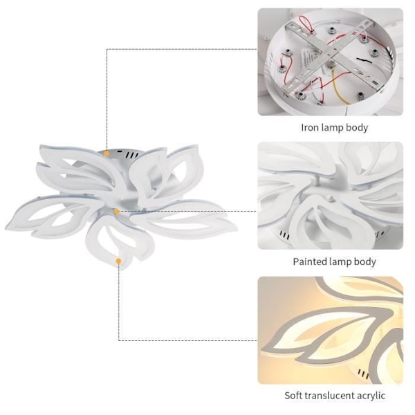 LED Loftlampe 65W Kreativ Blomst Loftlampe Moderne Lysekrone til Stue Soveværelse Gang Køkken 3500K Varmt Hvid
