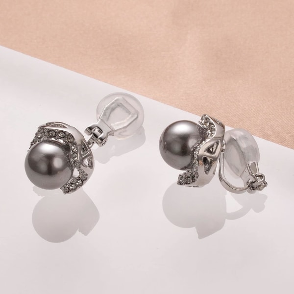 Cz Clip on Pearl örhängen för kvinnor Vintage 18K guldpläterad Cli
