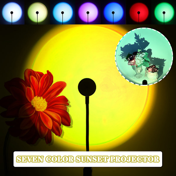 USB Solnedgångslampa Projektionslampa Rum Bakgrund Vägg Atmosfärslampa Färgad Solljuslampa För Selfie Fest Heminredning Sunset Red