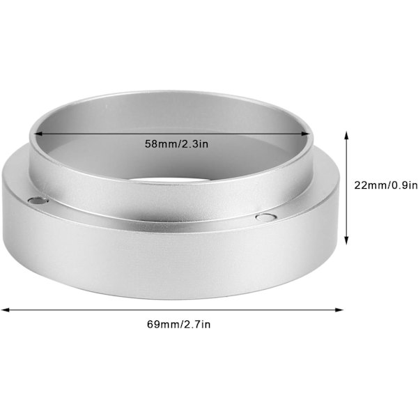 Aluminiumsdoseringsring for espressomaskin - Doseringstrakt for kaffemaskin med magnetisk utskifting for hjemmekafé (58 mm)