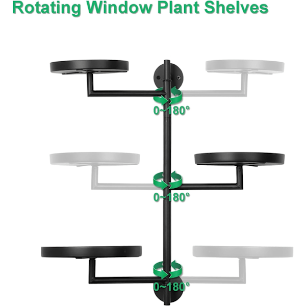 Pyörivä Ikkuna Kasviteline Sisätiloihin, 3-tasoinen Metalli Kasviteline, Seinäkasviteline, Ikkuna Kasviteline Useille Kasveille Sisätiloihin, Ikkunalaudan Lahjat