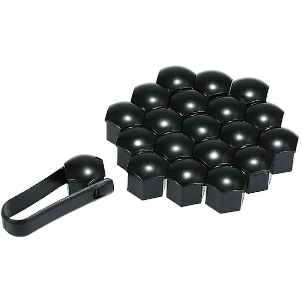 20 st Universal 21mm Hjulmutter Skydd Pläterade Hjulmutter Skyddsskruvar Svart
