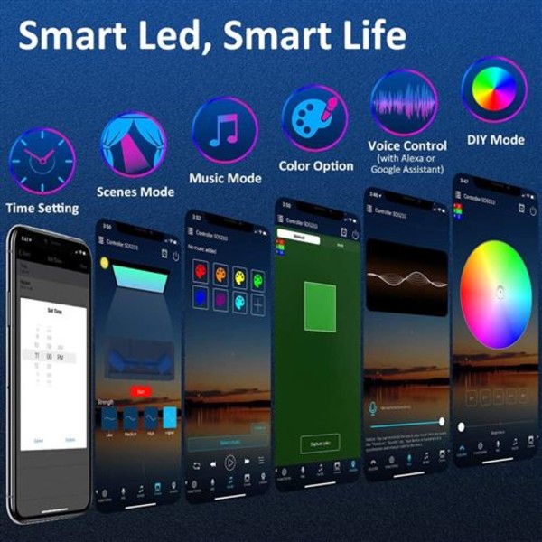 10M WiFi LED-remsa 5050 RGB SMD LED-remsa Flerfärgad, 16 Milli