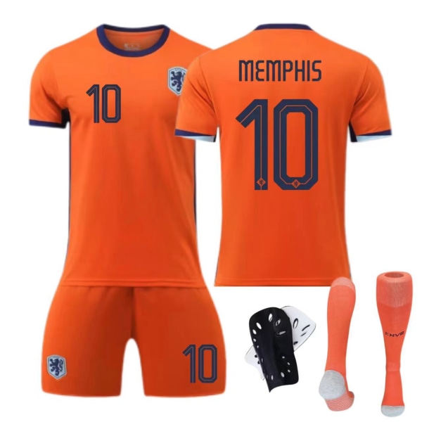 24-25 Nederländerna hem nr 4 Van Dijk 10 Depay barn vuxen kostym fotbollströja Size 10 socks XL