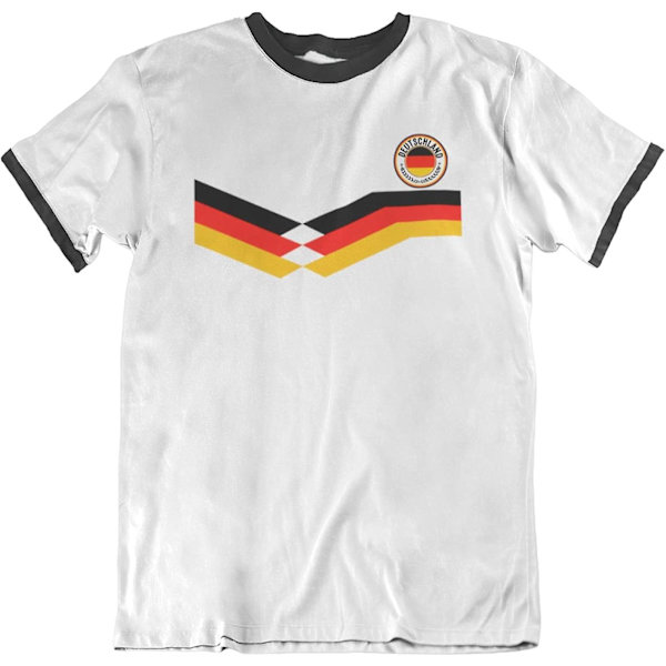 T-shirt för män Tyskland 2021 fotbollströja retro design med nationella varumärket tyska eurolaget vit-svart trim White-Black Trim 3XL