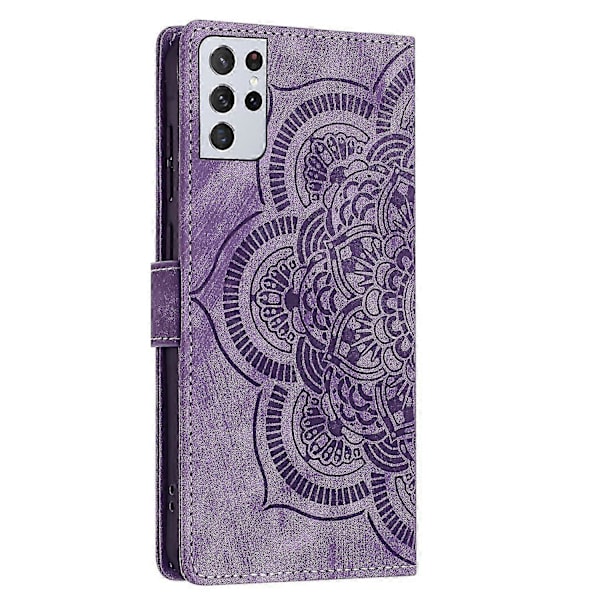 Frosted Læder Etui til Mandala Emed Retro Telefon Lilla(FQ) For Samsung Galaxy S21 Ultra 5G Purple