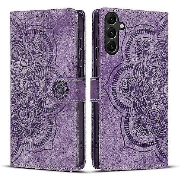 Frostat Läderfodral för Mandala Emed Retro Telefon Lila(FQ) Purple For Samsung Galaxy S23 FE 5G