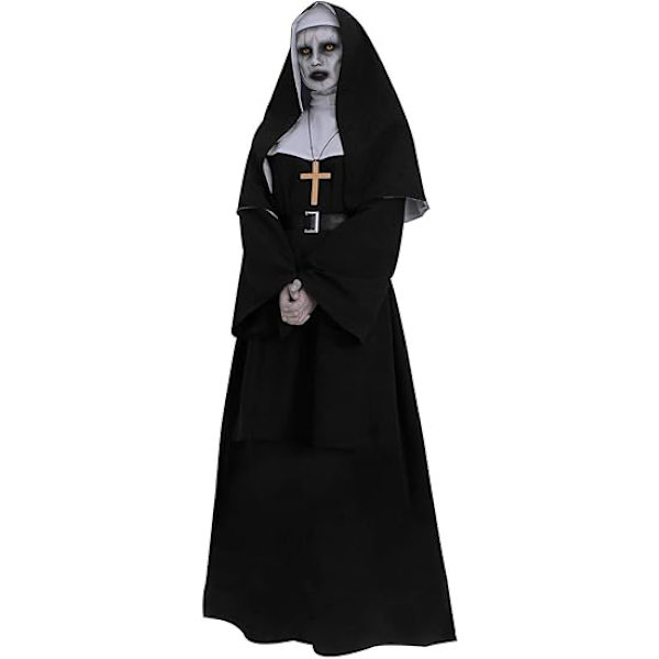 Nunna Dräkt Plus Size Läskig Nun Outfit Präst Halloween Dräkt Svart