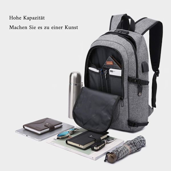 Varkaudenvastainen reppu 15,6 tuuman kannettava tietokone vedenpitävä mies USB-latausportin kanssa business-reppu toiminto reppu A reppu kannettava tietokone