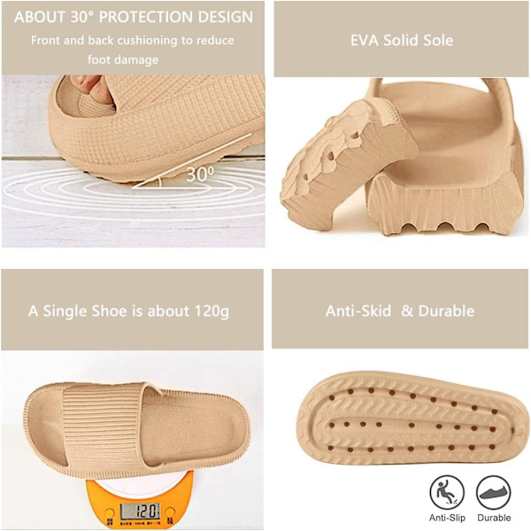 Kvinnors Chunky Platform Cloud Tofflor Khaki Khaki 42-43