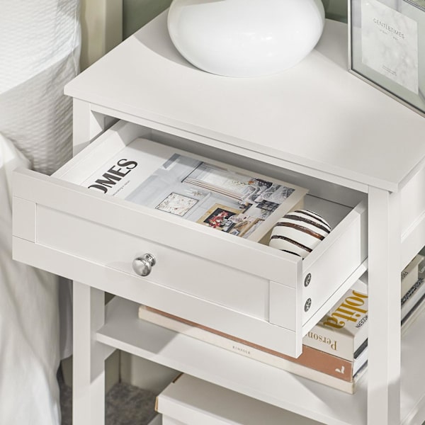 SoBuy Natbord Sengebord, Sofabord, Reliefbord, FBT46-W White
