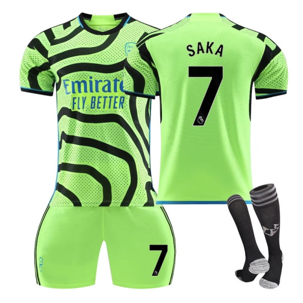 23-24 Arsenal borta grön vuxen barn student träningsdräkt kostym jersey sportkläder herr och dam fotboll uniform Arsenal away green No. 7 star XS code#Weight (110-120 catties)