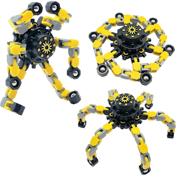 3-pak Fingertip Gyro Fidget Spinner, DIY Deformerbare Kædeled Fingertip Spinnende Robot til Voksne og Børn