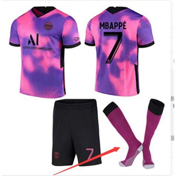 Fotballdrakt Paris rosa 22-23 nr. 7 nr. 10 nr. 30 draktsett utenlandshandel stor mengde pris Paris No. 7 Purple Socks L#